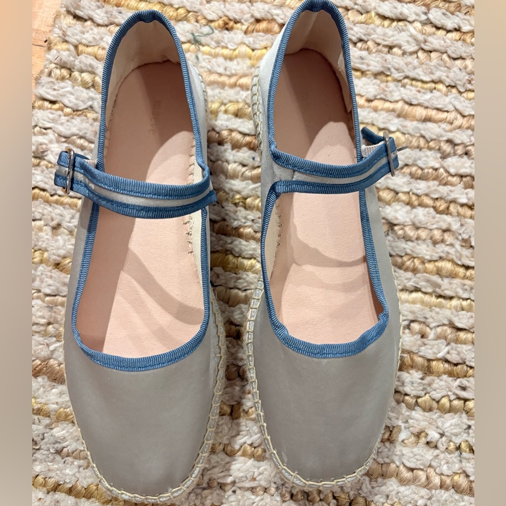 Maeve Espadrille Platform Slingback in baby blue satin